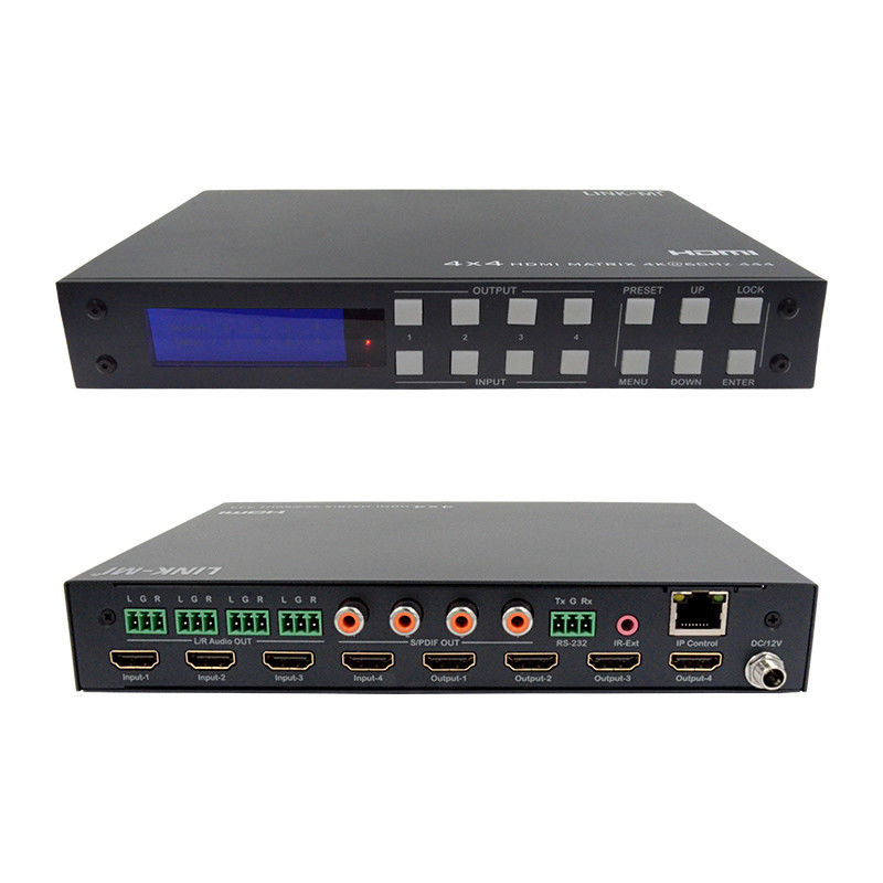 4x4 HDMI Matrix Analog e SPDIF Audio Extraction 4K Controllo GUI Web TCP/IP