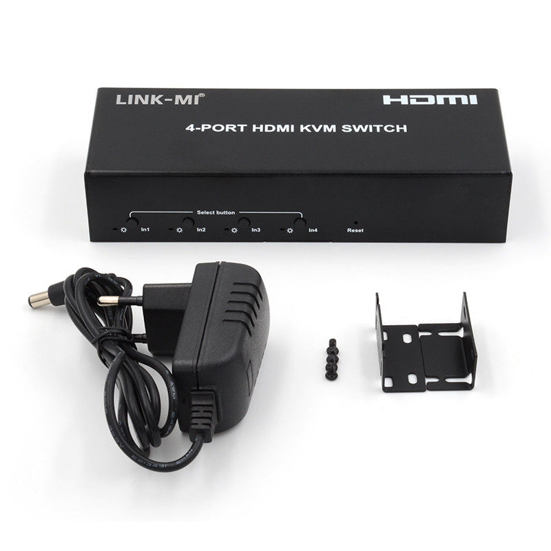 Nessun ritardo HDMI KVM Switch 4 Port Ip Kvm Hdmi Supporto tasti caldi Automatica di commutazione