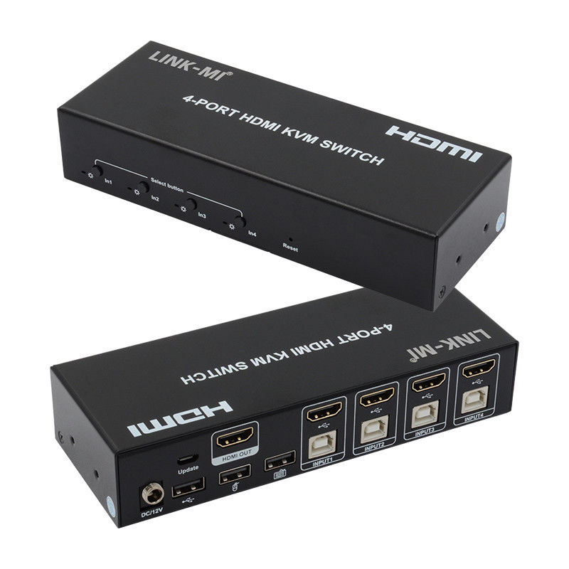 Nessun ritardo HDMI KVM Switch 4 Port Ip Kvm Hdmi Supporto tasti caldi Automatica di commutazione