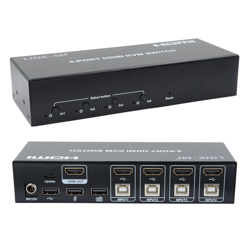 Nessun ritardo HDMI KVM Switch 4 Port Ip Kvm Hdmi Supporto tasti caldi Automatica di commutazione