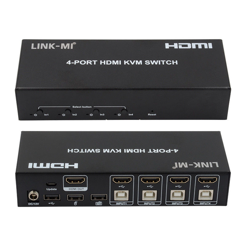 Nessun ritardo HDMI KVM Switch 4 Port Ip Kvm Hdmi Supporto tasti caldi Automatica di commutazione