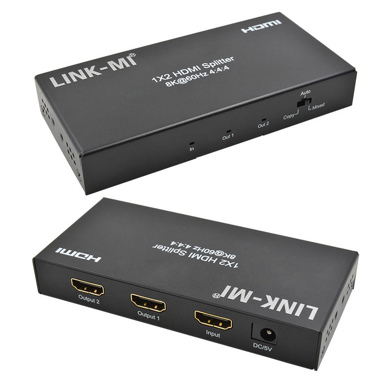 48 Gbps HDMI Splitter 8k 1x2 HDMI Extender Support Downscaler HDR10 EDID HDCP2.2
