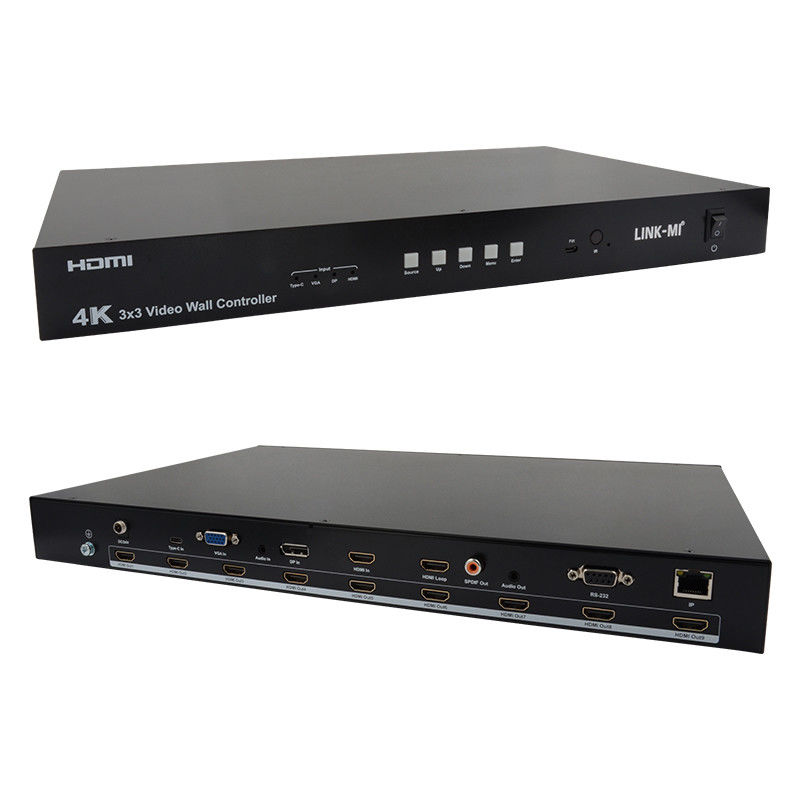 Ultra HD 4K Video Wall Controller HDMI DP 3x3 Video Wall Processor VGA USB Tipo-C