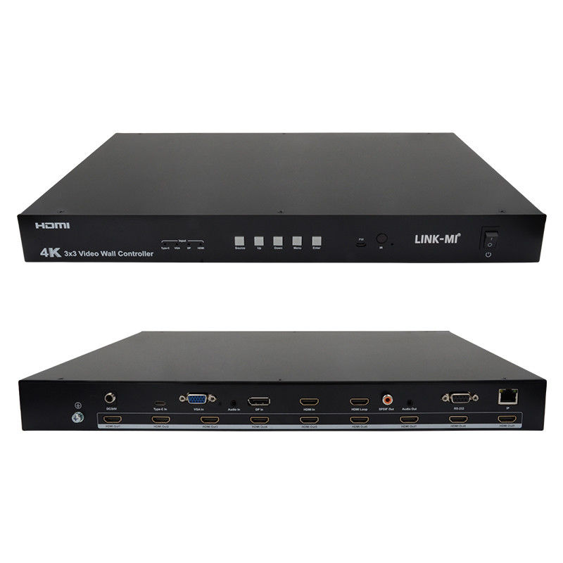 Ultra HD 4K Video Wall Controller HDMI DP 3x3 Video Wall Processor VGA USB Tipo-C