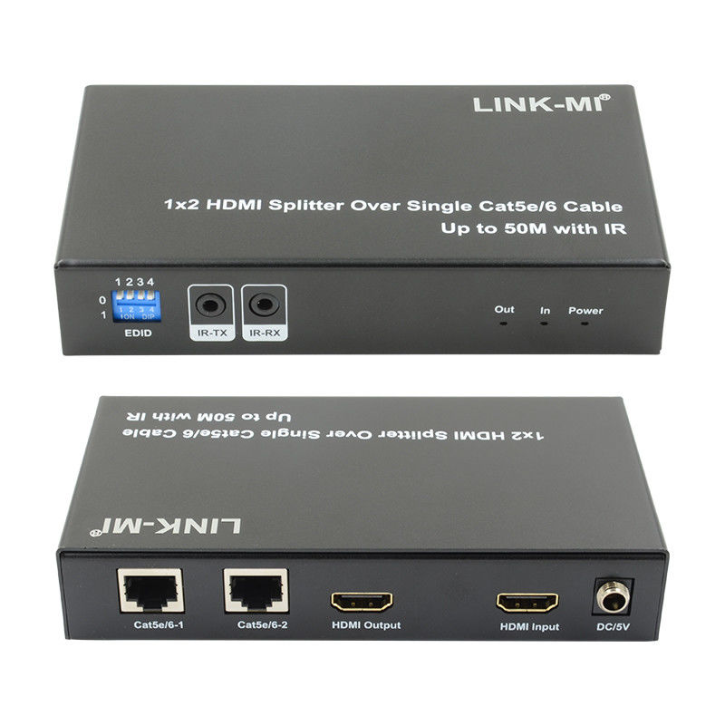 1X2 50M 4K HDMI Splitter Over Cat5e/6 Cable Support 3D IR Cascading per 4 strati