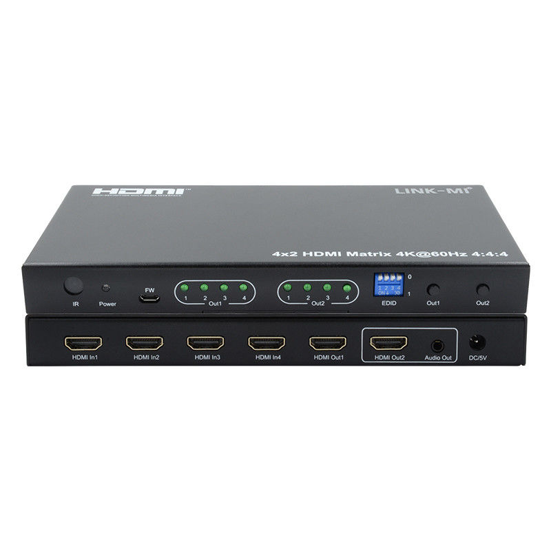 HDMI 4x2 Matrix Switcher 4K@60hz44 18Gbps HDCP2.2 4 In 2 Out HDMI Video Switcher