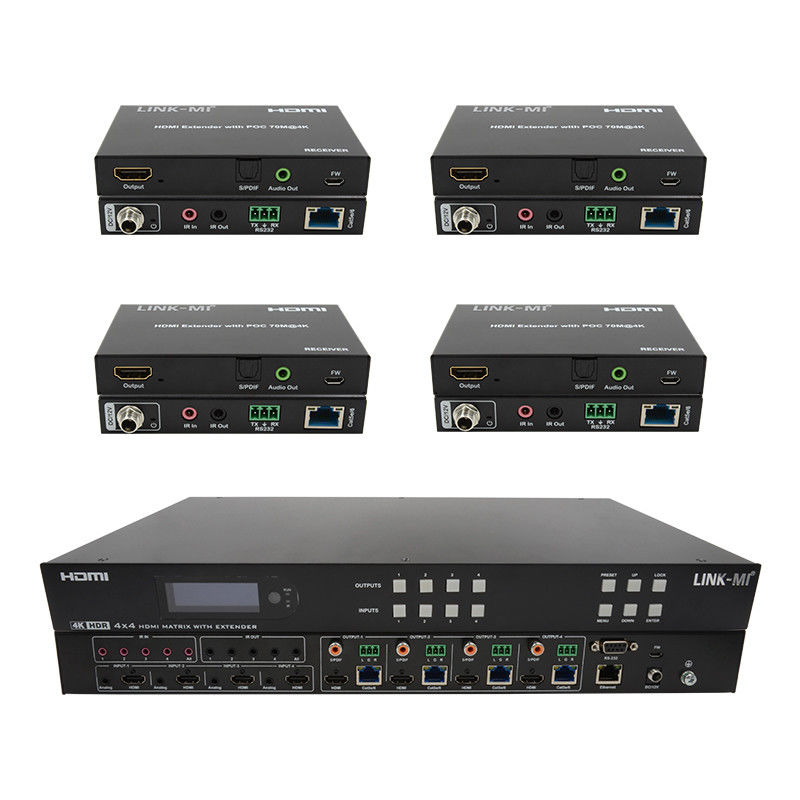 70m 4x4 HDMI Matrix Extender con 4 HDMI Loop Out 4K HDMI Matrix Switch
