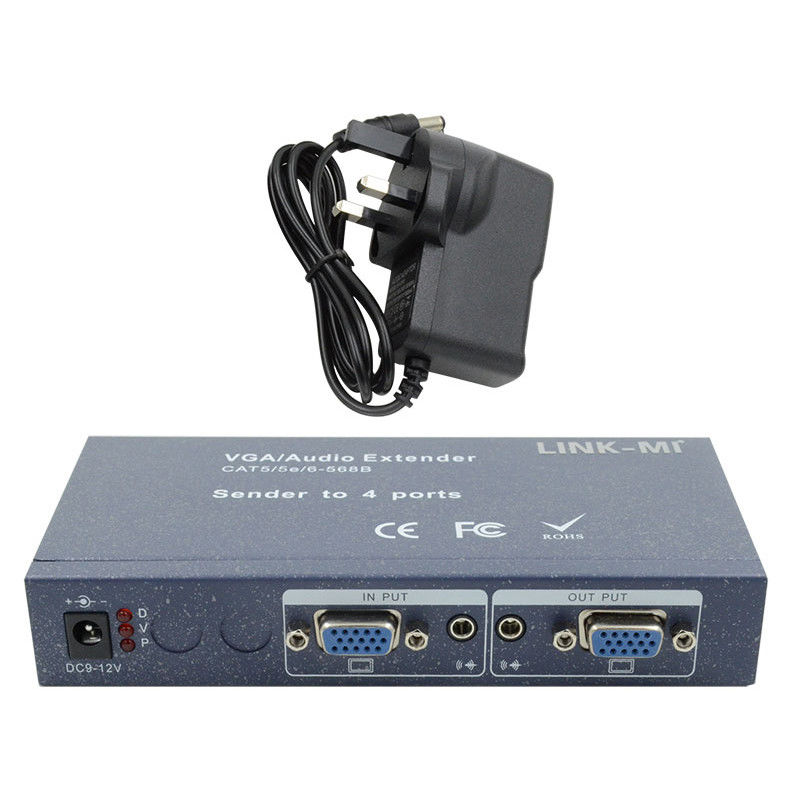 15 pin 4 porte VGA Extender da 1 a 4 VGA Splitter 4 canali Video UTP Extender