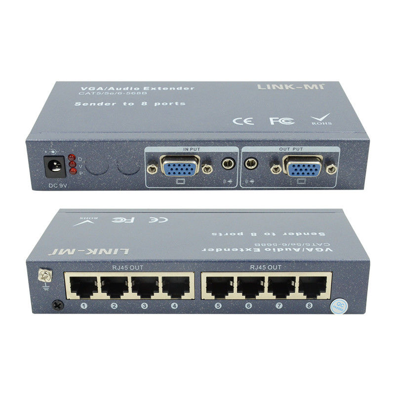 100m 200m 300m 1/8 VGA Splitter 1X8 Extender 1 a 8 Video Audio Extender