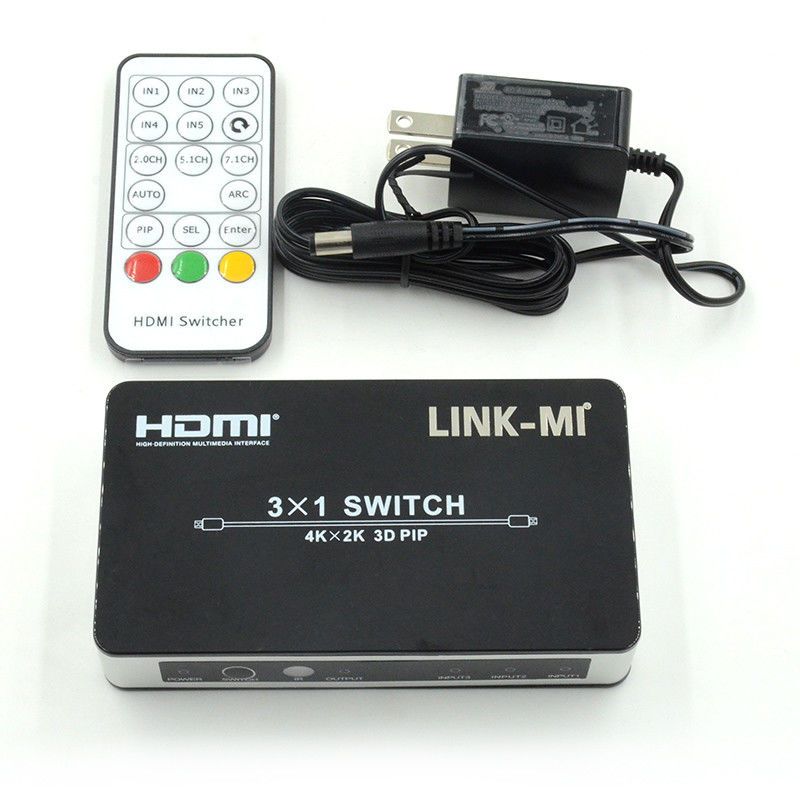 4K2K HDMI Switch 3x1 HDMI Splitter 5V 1A Supporto PIP 3D 3 a 1 Video Switch