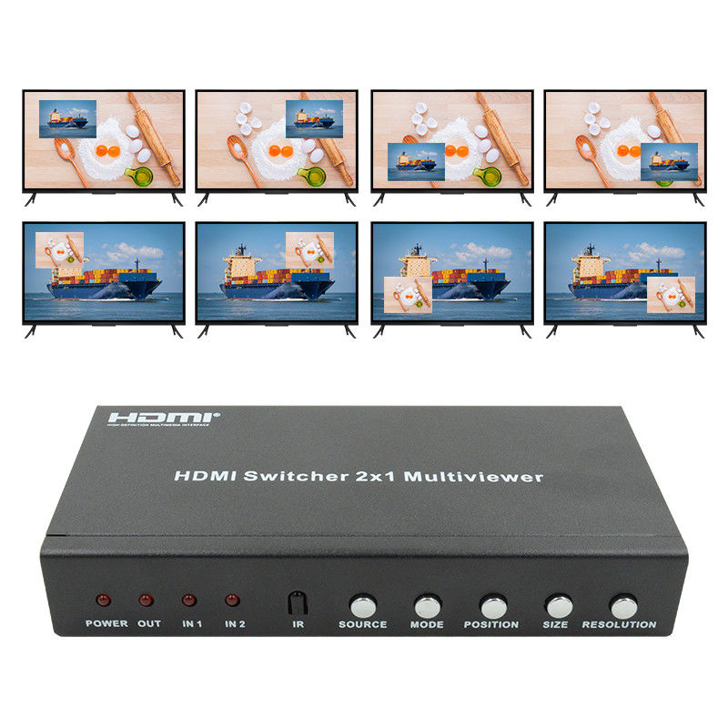 225MHz HDMI Quad Screen Splitter HDMI 2x1 Multiviewer con PIP 2 in 1 Out