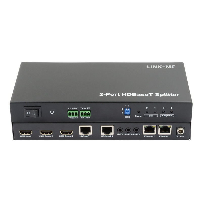 100m 1x2 HDBaseT Splitter con HDCP2.2 Compliance POC Ethernet e RS232 Pass Through