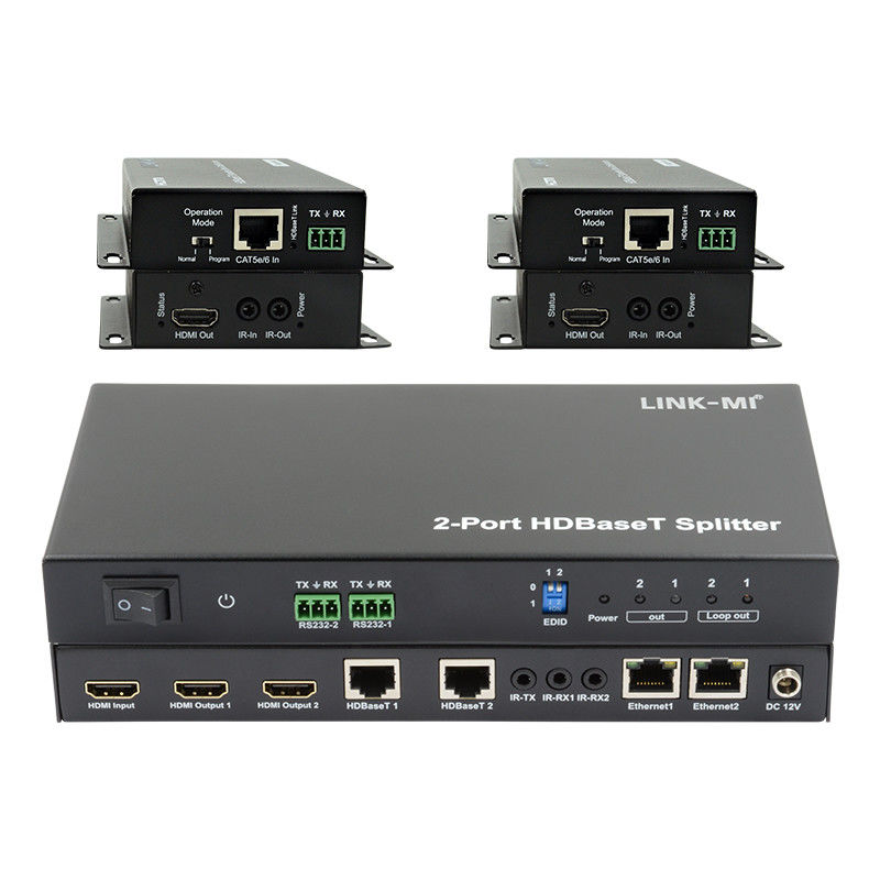 100m 1x2 HDBaseT Splitter con HDCP2.2 Compliance POC Ethernet e RS232 Pass Through