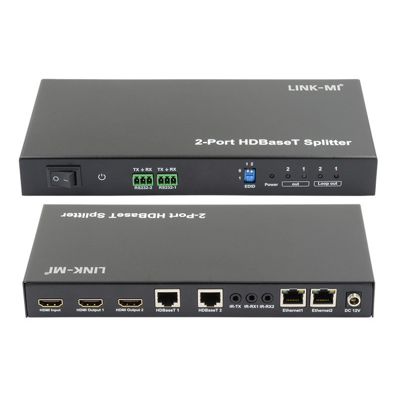 100m 1x2 HDBaseT Splitter con HDCP2.2 Compliance POC Ethernet e RS232 Pass Through