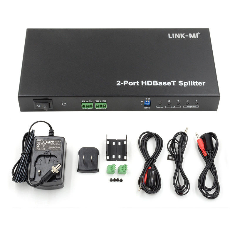 100m 1x2 HDBaseT Splitter con HDCP2.2 Compliance POC Ethernet e RS232 Pass Through