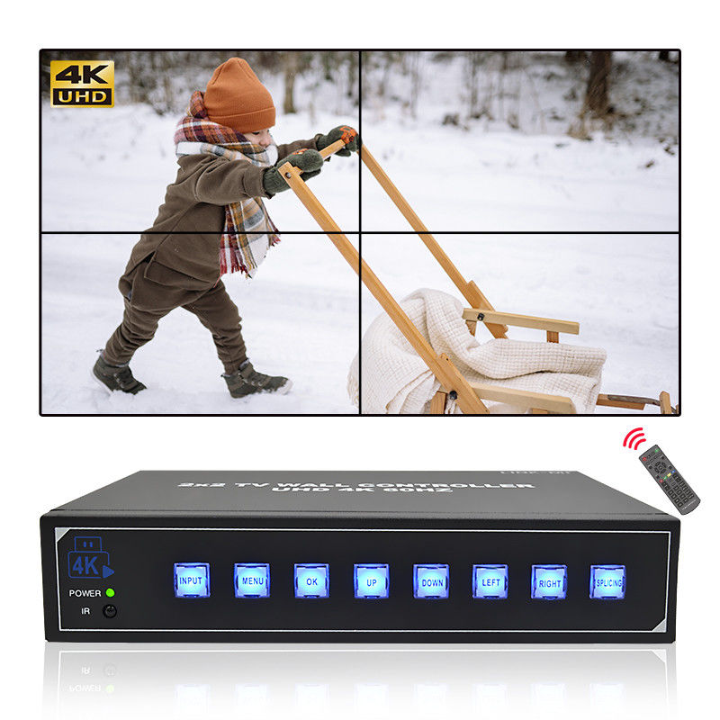 Controllo remoto IR 4K HDMI Video Wall Processor 2X2 per 4 TV UHD 4K 60Hz LED Video Wall