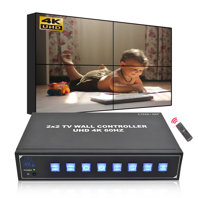 4 televisori 4K Video Wall Processor Supporta 180° Rotation Max 3840*2160 60Hz Risoluzione di ingresso