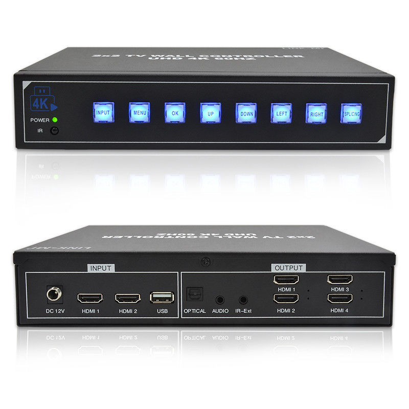4K HDMI Video Wall Processor 2X2 Supporta Display automatico USB per 4 TV UHD 4K 60Hz LED Video Wall