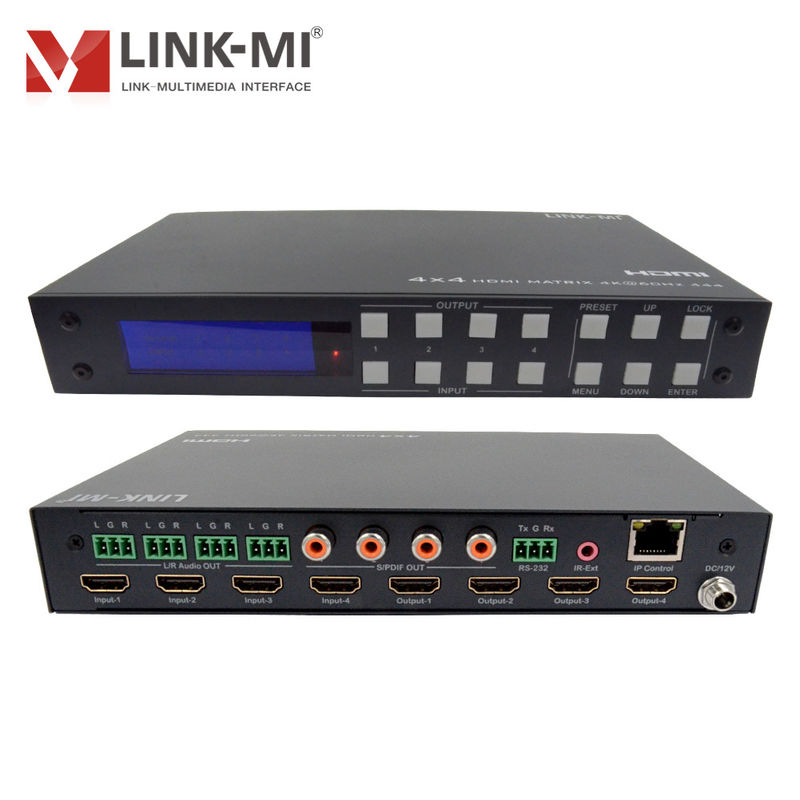 4K 4x4 HDMI Matrix HDMI 2.0b Matrix con HDCP 2.2 e supporto per lo spazio colore DCI-P3/Rec.2020